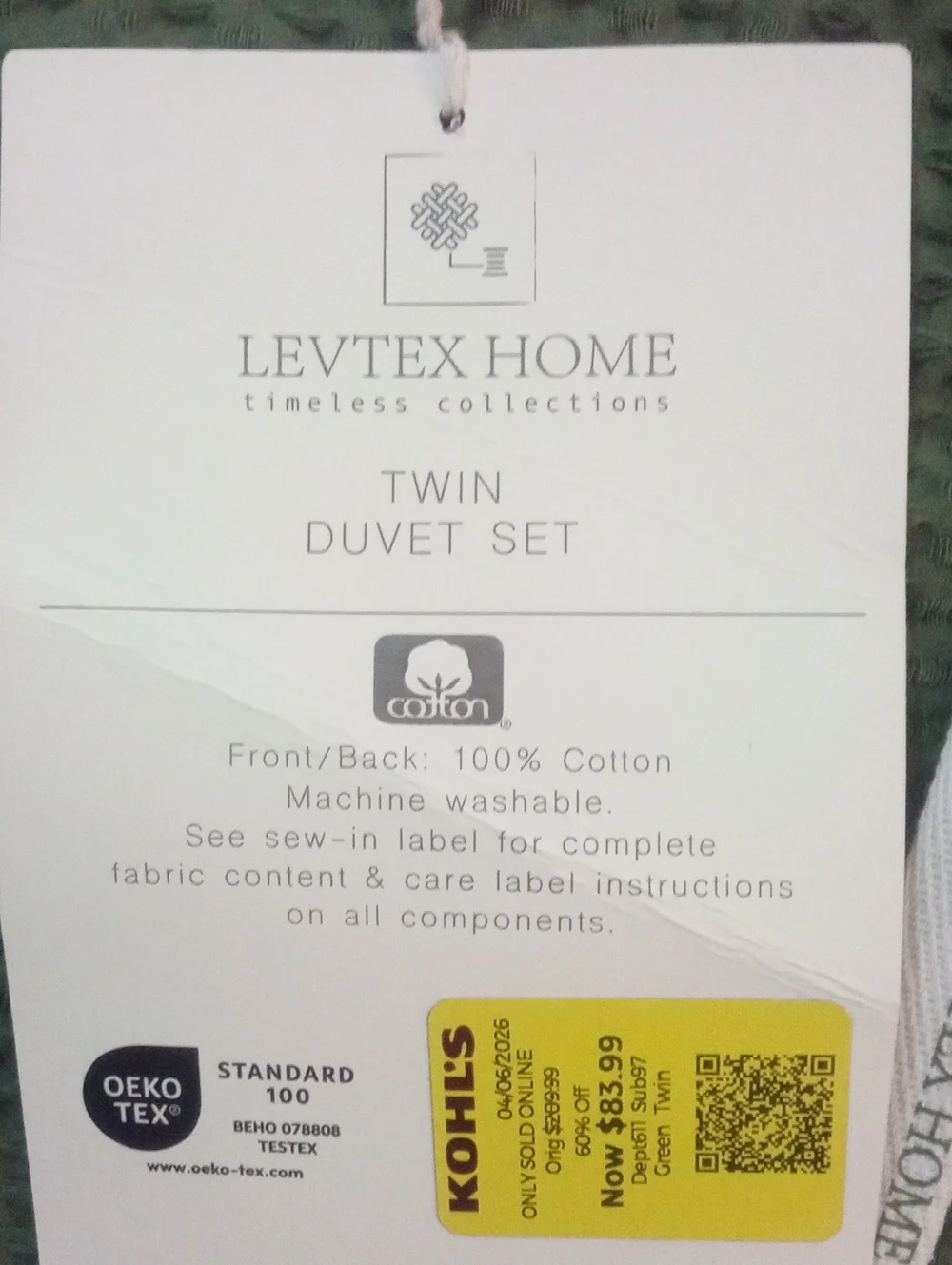 Levtex Forest Green Waffle Duvet Cover